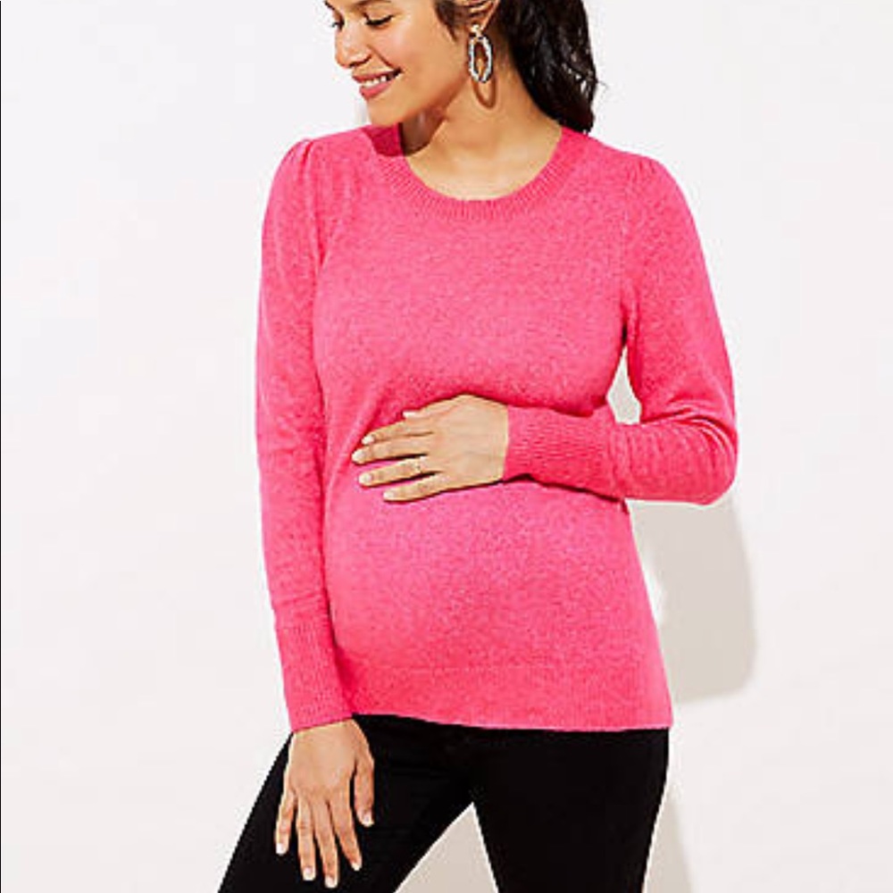 LOFT Pink Maternity Pullover Crew Sweater